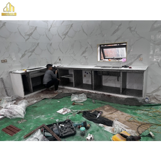 Tủ Bếp Đá Cánh Kính Cao Cấp