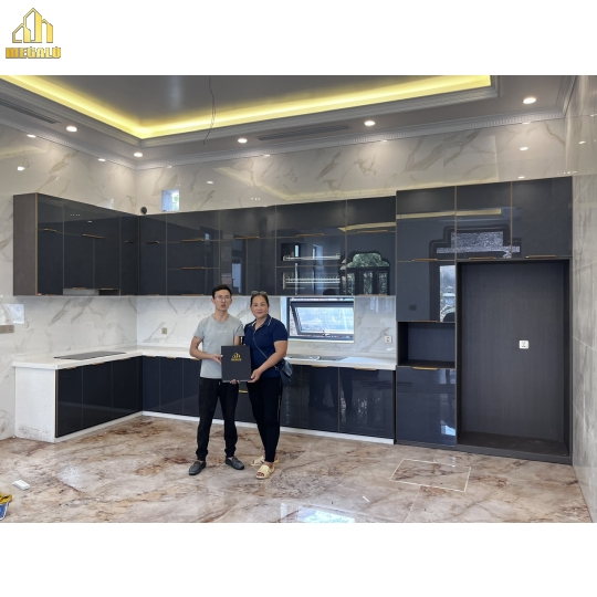 Tủ Bếp Đá Cánh Kính Cao Cấp