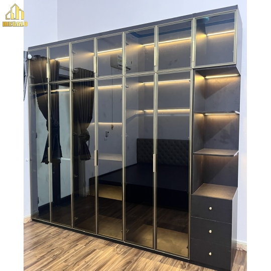 tủ quần áo gỗ plywood cao cấp cánh kính
