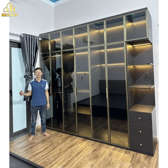 tủ quần áo gỗ plywood cao cấp cánh kính